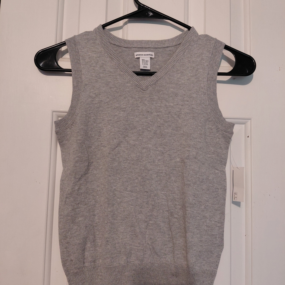 Amazon Essentials Light Gray V-Neck Sweater Vest